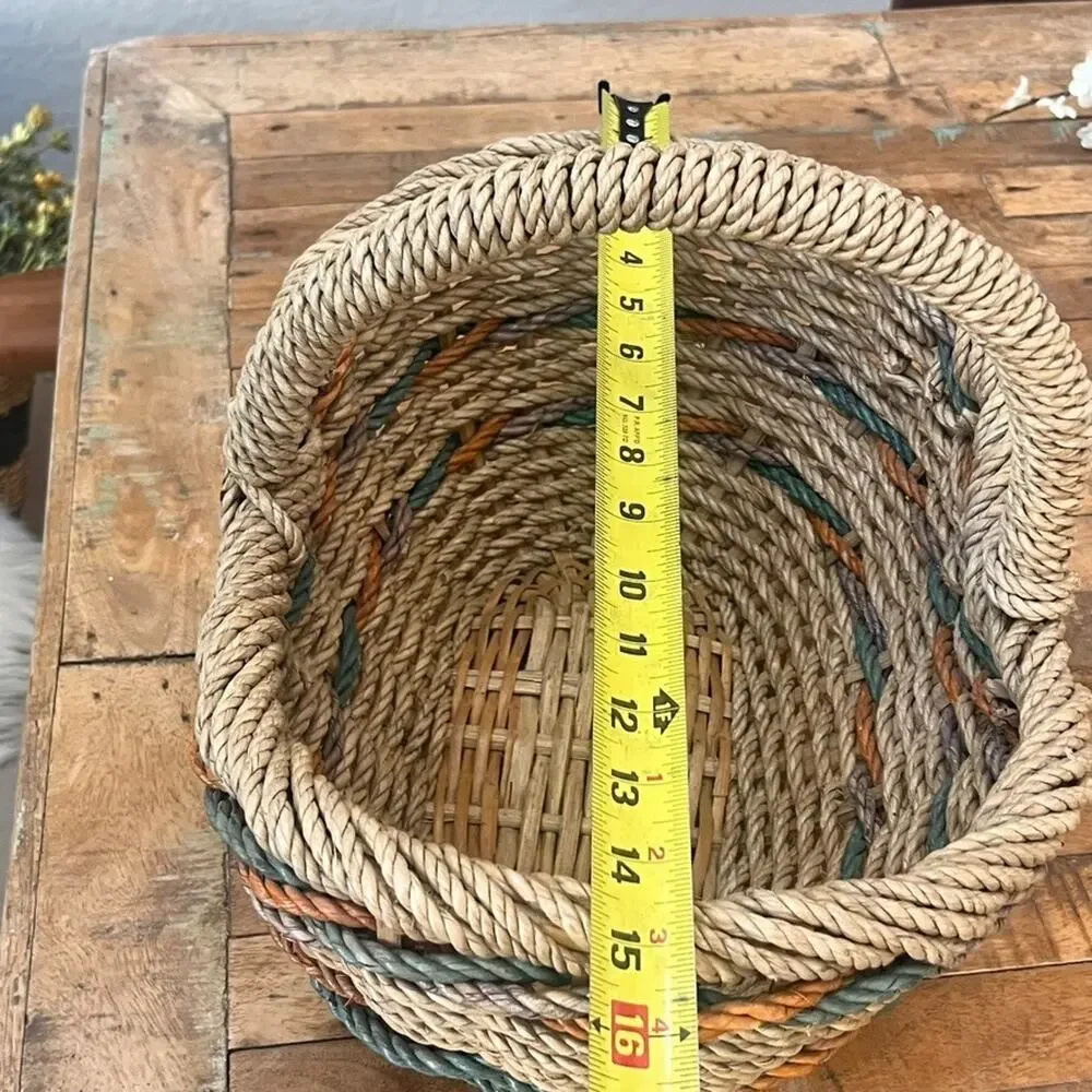 Vintage Woven Rope Wicker Basket 14.5